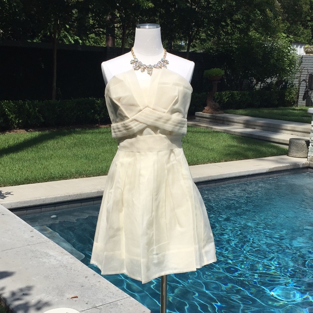 NWT Ivory Organza Sweetheart Silk Dress Sz L